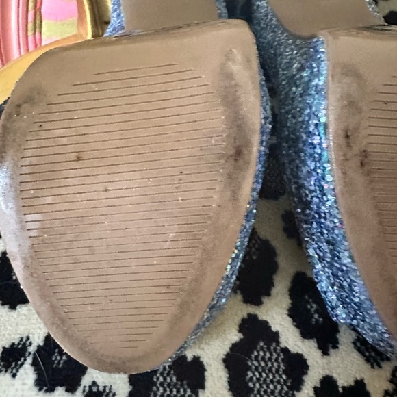 Women's Peep Toe Glitter Slip-On Chunky Platform High Heel - Picture 5 of 8